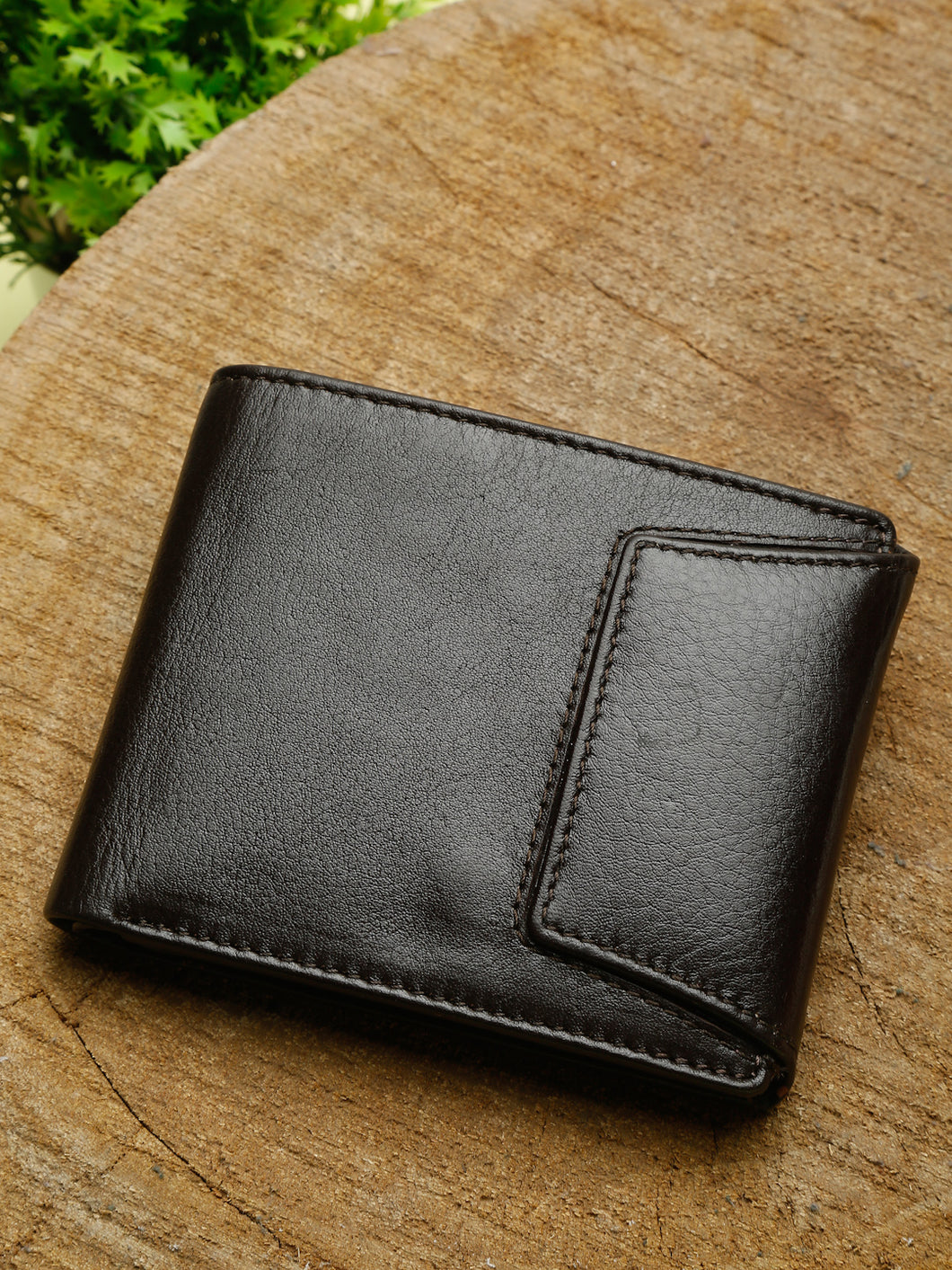 Teakwood Men Genuine Leather Brown Solid Two Fold Wallet