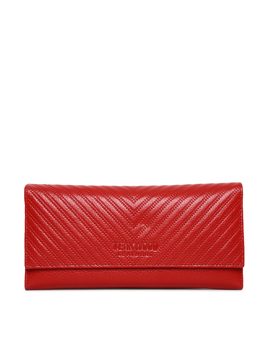 Teakwood Genuine Leather Women Wallet - Red