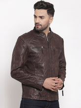 Load image into Gallery viewer, Teakwood Leathers Men Brown Solid Leather Lightweight Leather Jacket
