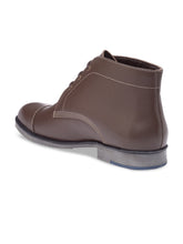 Load image into Gallery viewer, Men Brown Solid Genuine Leather Mid-Top Flat Boots
