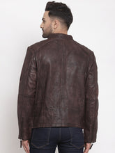Load image into Gallery viewer, Teakwood Leathers Men Brown Solid Leather Lightweight Leather Jacket
