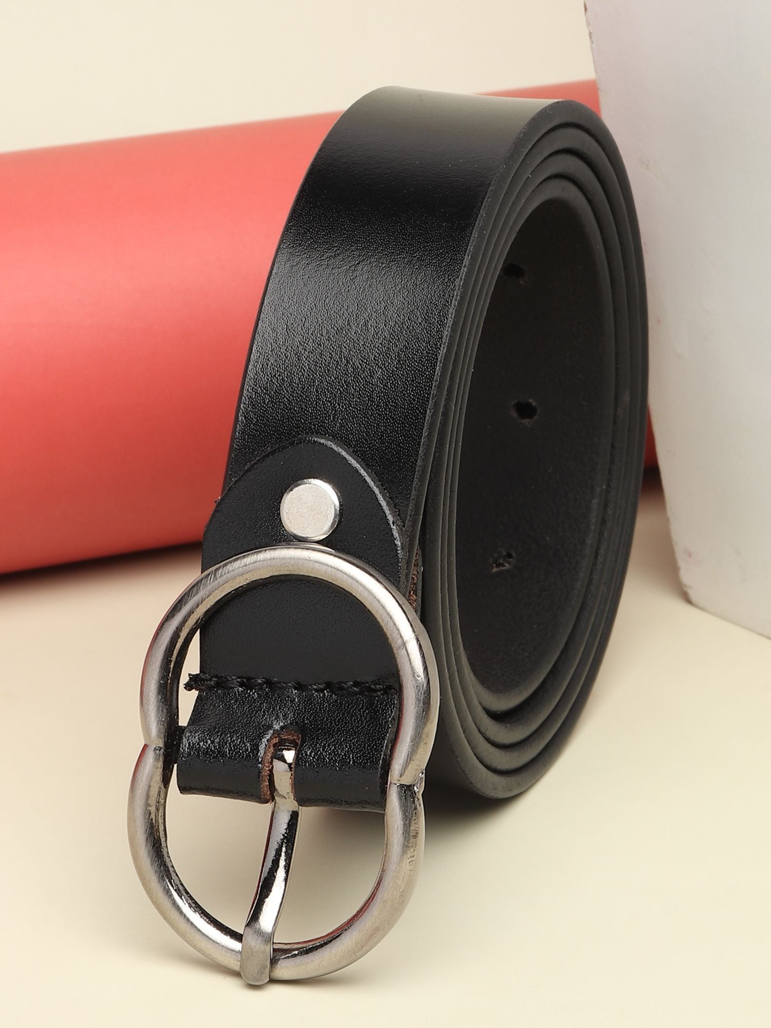 Women Black Solid Genuine Leather Belt (One Size) – Teakwood Leathers