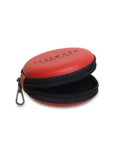 Load image into Gallery viewer, Unisex Red Solid Leather Zipper Headphone Case

