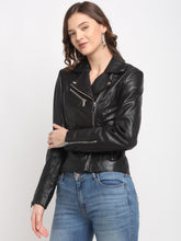 Load image into Gallery viewer, Teakwood Leathers Black Women&#39;s 100% Genuine Jacket
