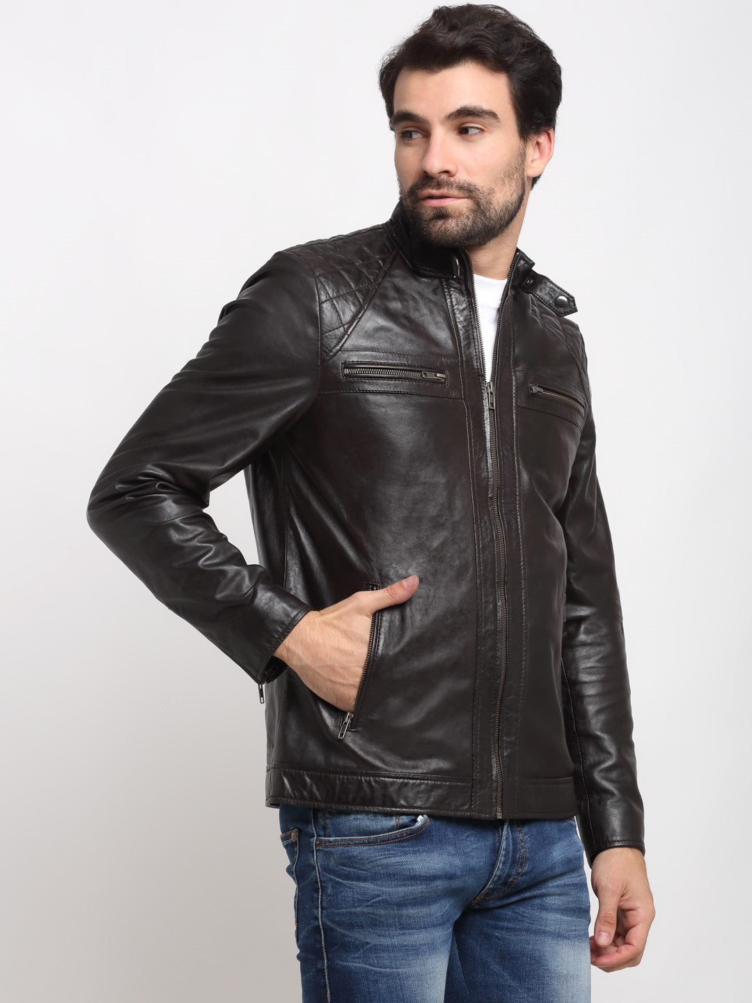Dark Brown Suede Bomber Leather Jacket | Free Shipping