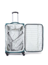 Load image into Gallery viewer, Unisex Set Of 3 Teal Solid Soft-sided Trolley Suitcases
