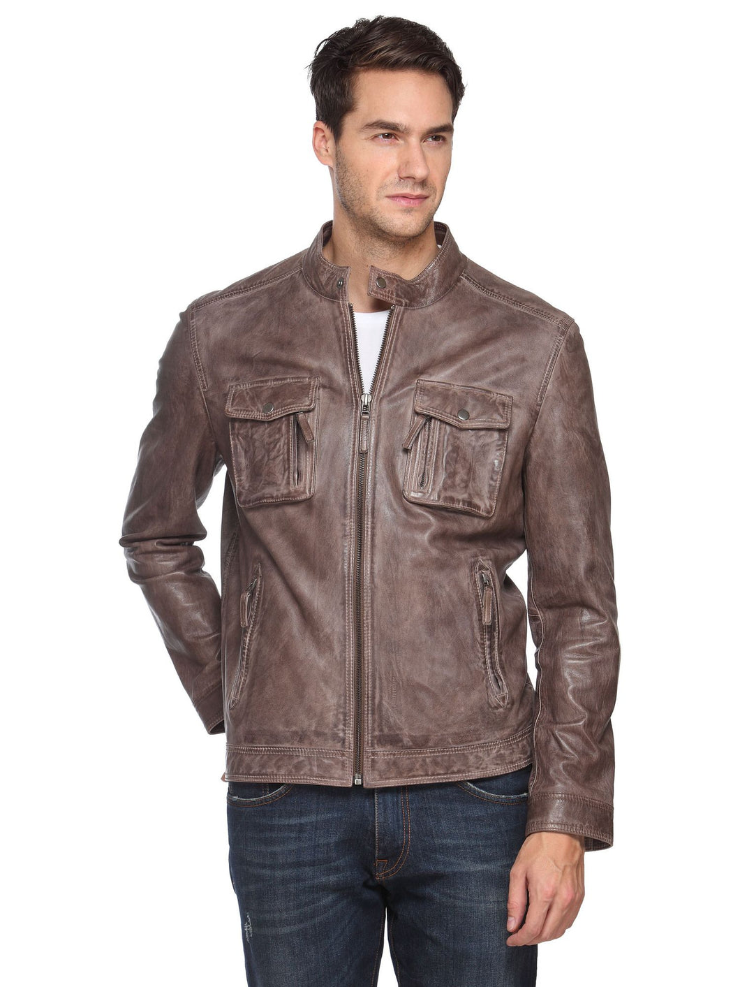 Teakwood Brown Mens Genuine Leather Jacket