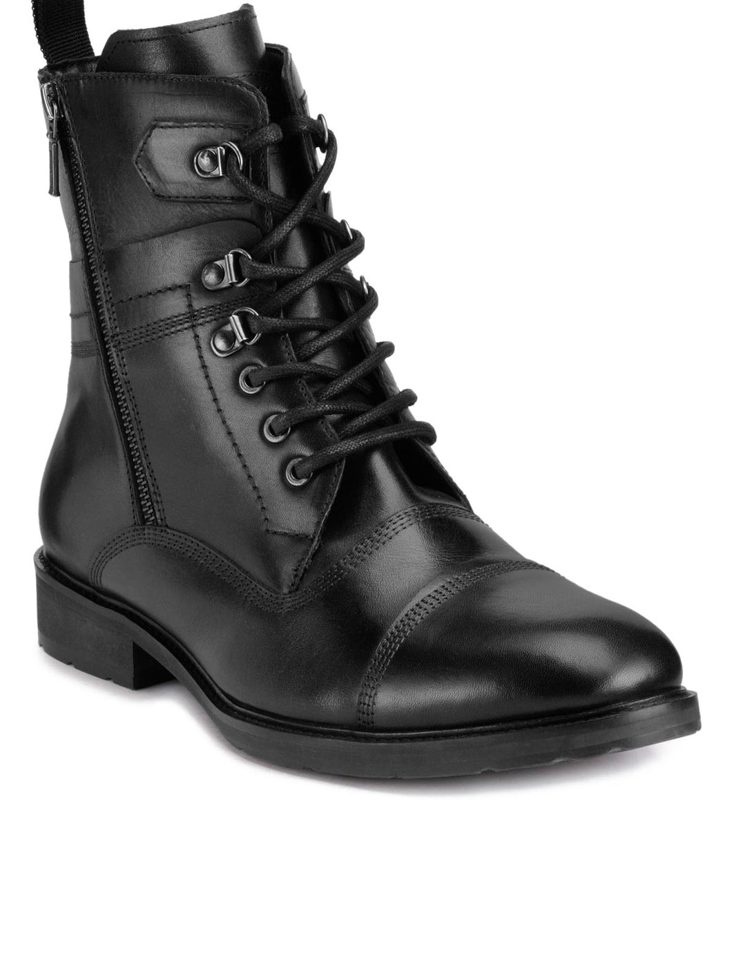 Teakwood Men Genuine Leather High Top Black Boots