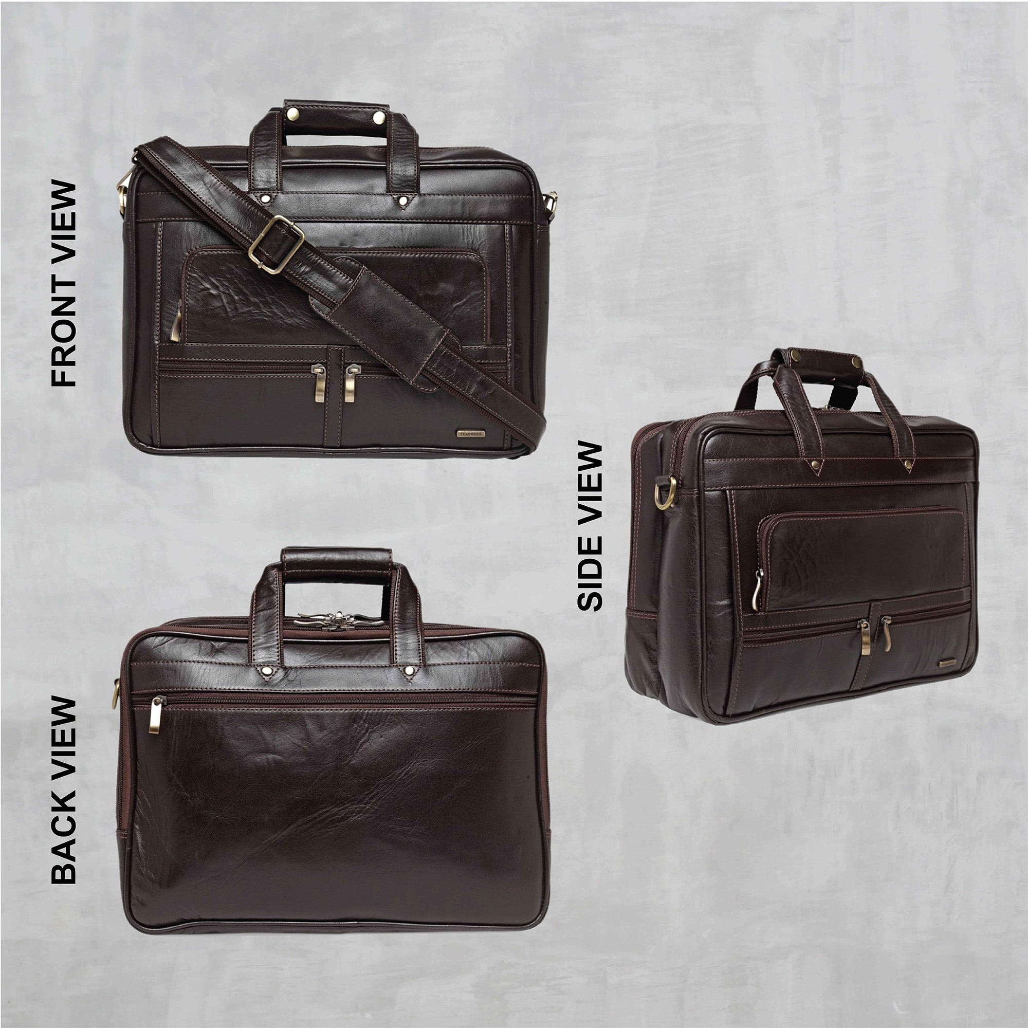 Teakwood Genuine Leather Laptop Bag Brown Teakwood Leathers