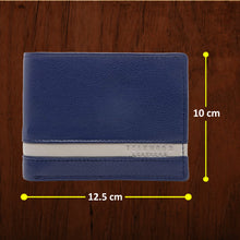 Load image into Gallery viewer, Teakwood Unisex Genuine Leather Blue Bi Fold RFID Solid Wallet
