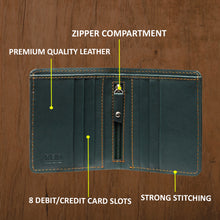 Load image into Gallery viewer, Teakwood Men Genuine Leather Bi Fold  Wallet (Green)
