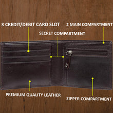 Load image into Gallery viewer, Teakwood Genuine Leather Men Coffee Brown Solid Two Fold Leather Wallet
