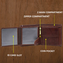 Load image into Gallery viewer, Teakwood Men Genuine Leather Brown Solid Bi fold Wallet
