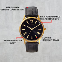 Load image into Gallery viewer, Teakwood leather Golden Men Analog Watch
