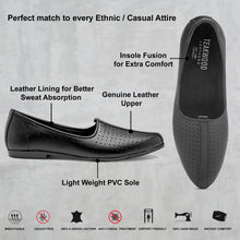 Load image into Gallery viewer, Men Black Solid Leather Round Toe Mojaris

