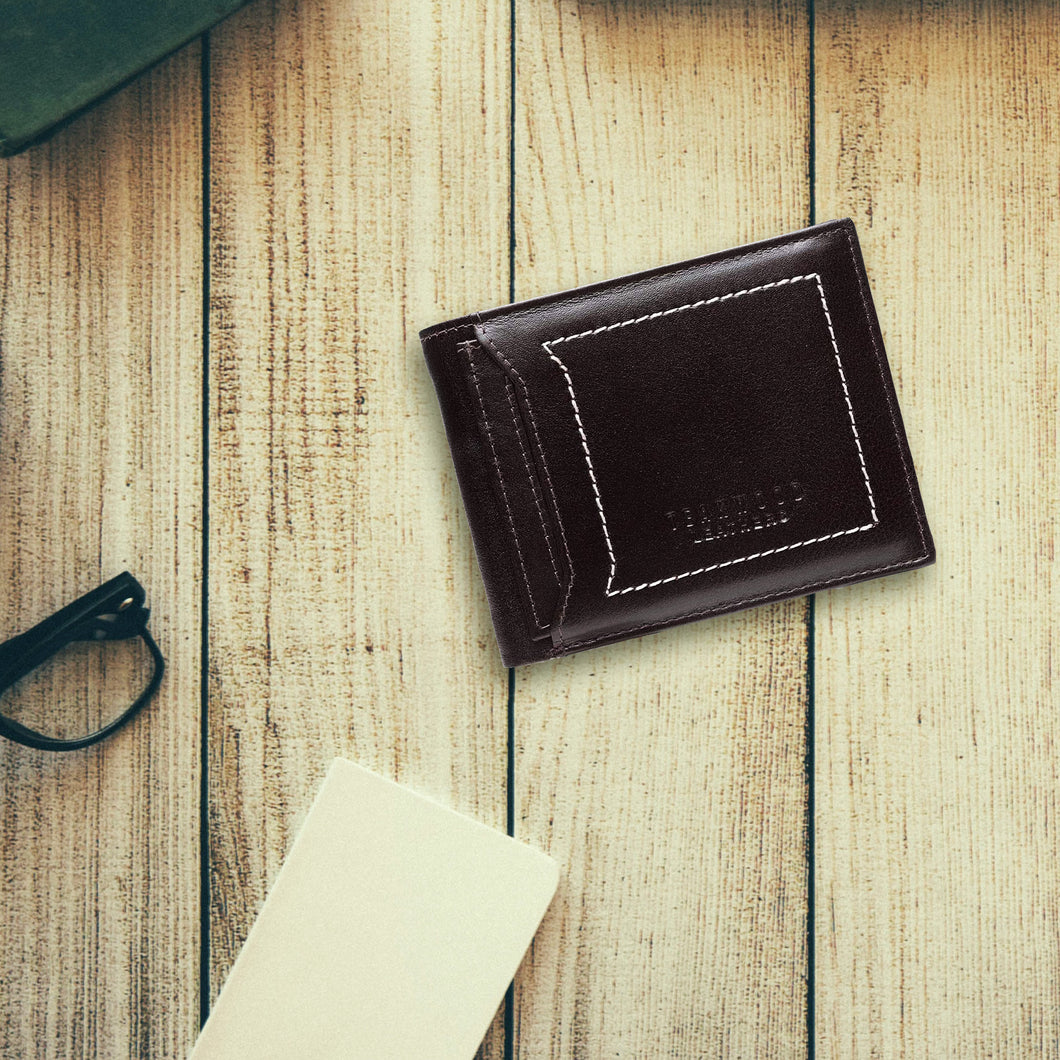 Teakwood Genuine Leather Men Coffee Brown Solid Two Fold Leather Wallet