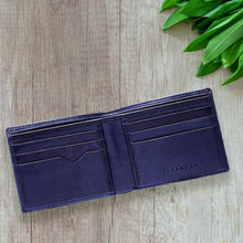 Load image into Gallery viewer, Teakwood Genuine Leathers Men Blue Solid Leather Two Fold Wallet
